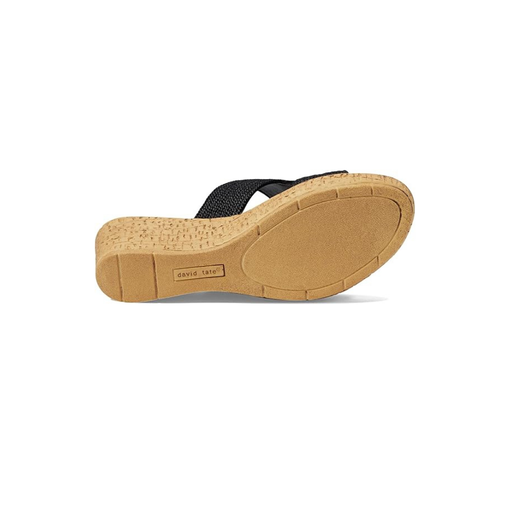 David Tate Women's Vibe Wedge Slide Sandal - Black Rayon Fabric