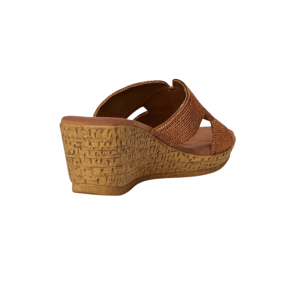 David Tate Women's Vibe Wedge Slide Sandal - Bronze Rayon Fabric