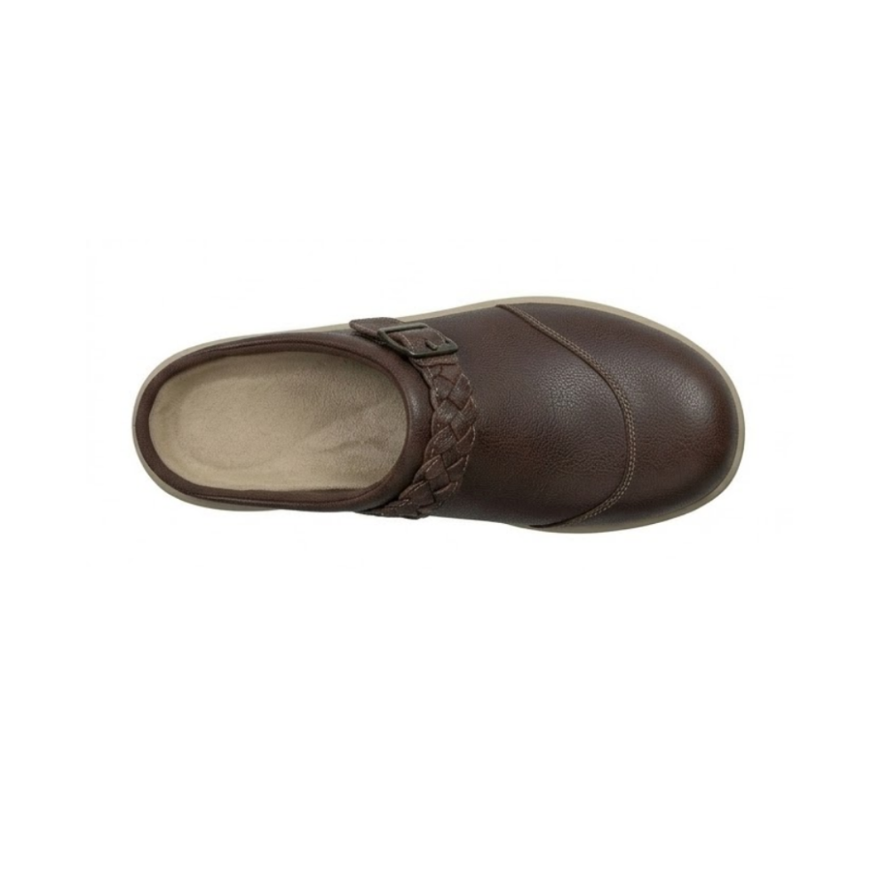 Orthofeet Irma Women's Clog Brown Leather Slip On Comfort Shoes