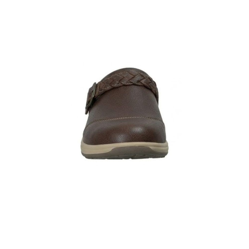 Orthofeet Irma Women's Clog Brown Leather Slip On Comfort Shoes