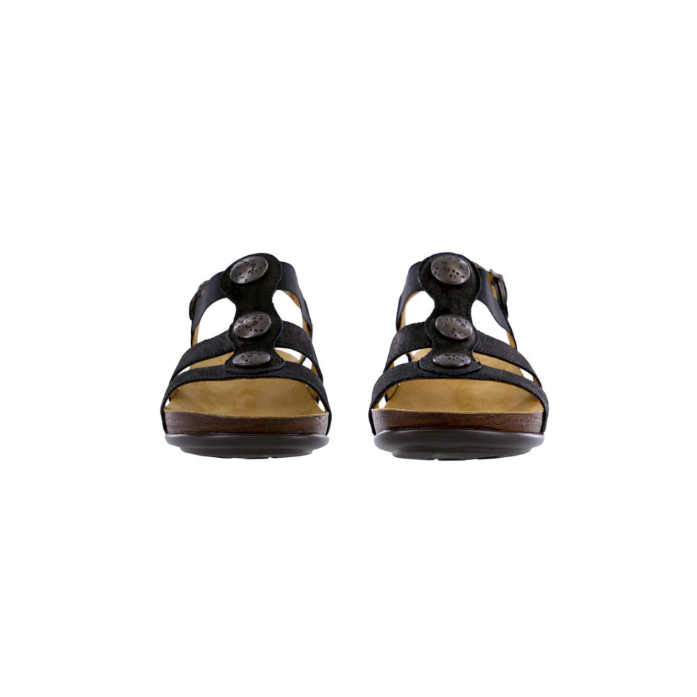 SAS Women's Clover T-Strap Sandal - Comfort Slip-On - Space Nero