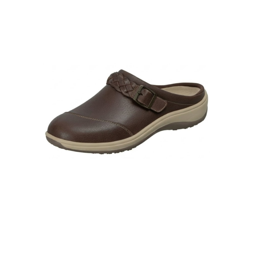 Orthofeet Irma Women's Clog Brown Leather Slip On Comfort Shoes