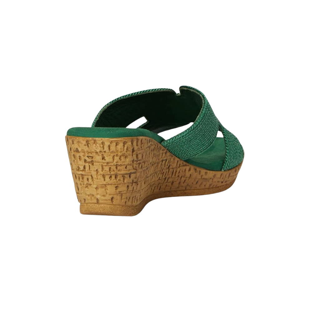 David Tate Women's Vibe Wedge Slide Sandal - Green Rayon Fabric