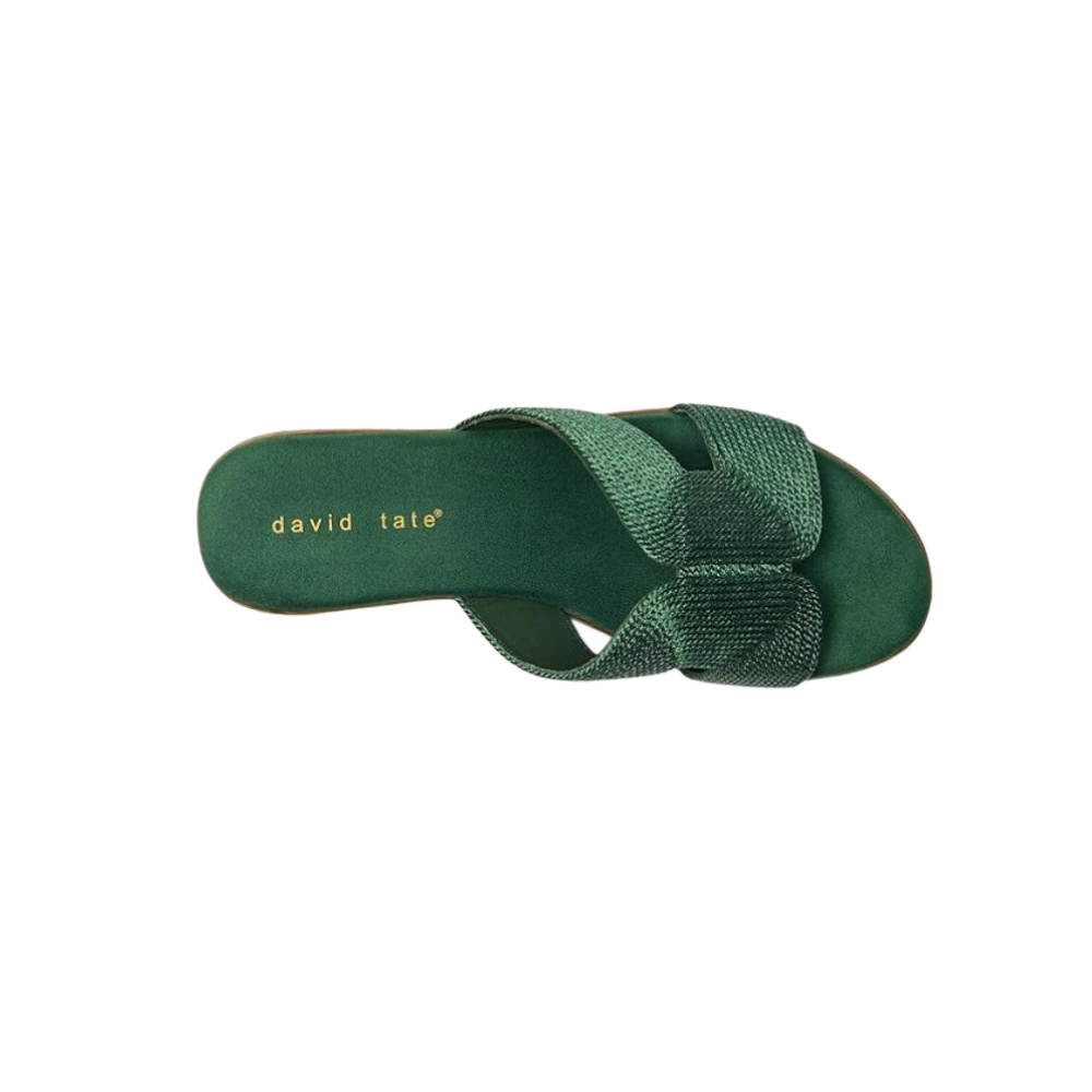 David Tate Women's Vibe Wedge Slide Sandal - Green Rayon Fabric