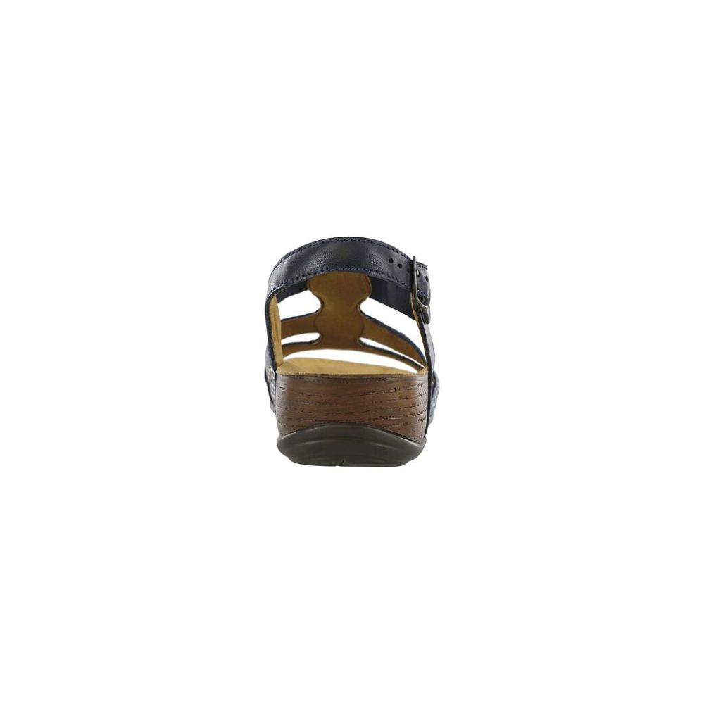 SAS Women's Clover T-Strap Sandal - Comfort Slip-On - Navy Multi
