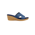 David Tate Women's Vibe Wedge Slide Sandal - Navy Rayon Fabric