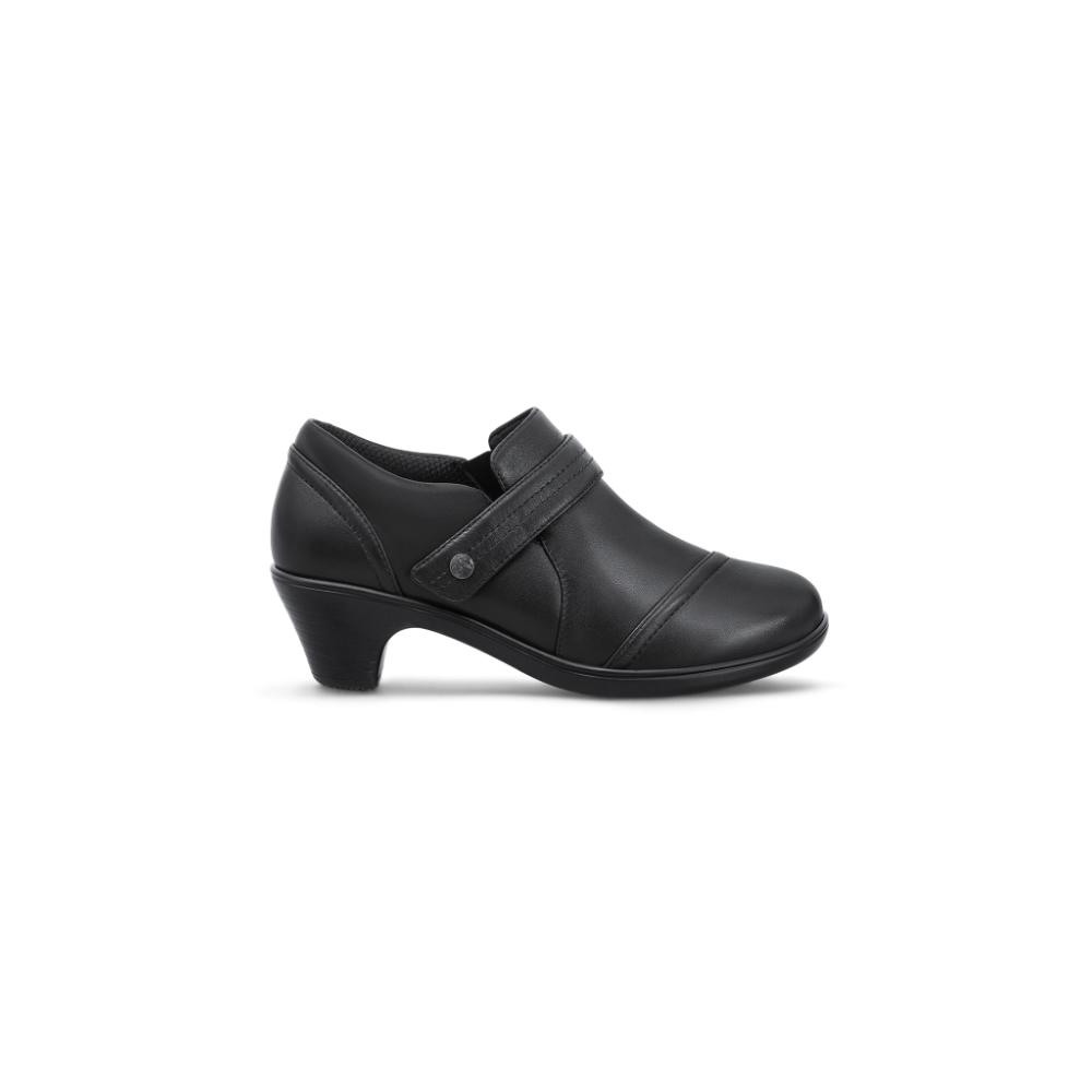 OrthoFeet Women's Eva Leather Shoe - Black Leather