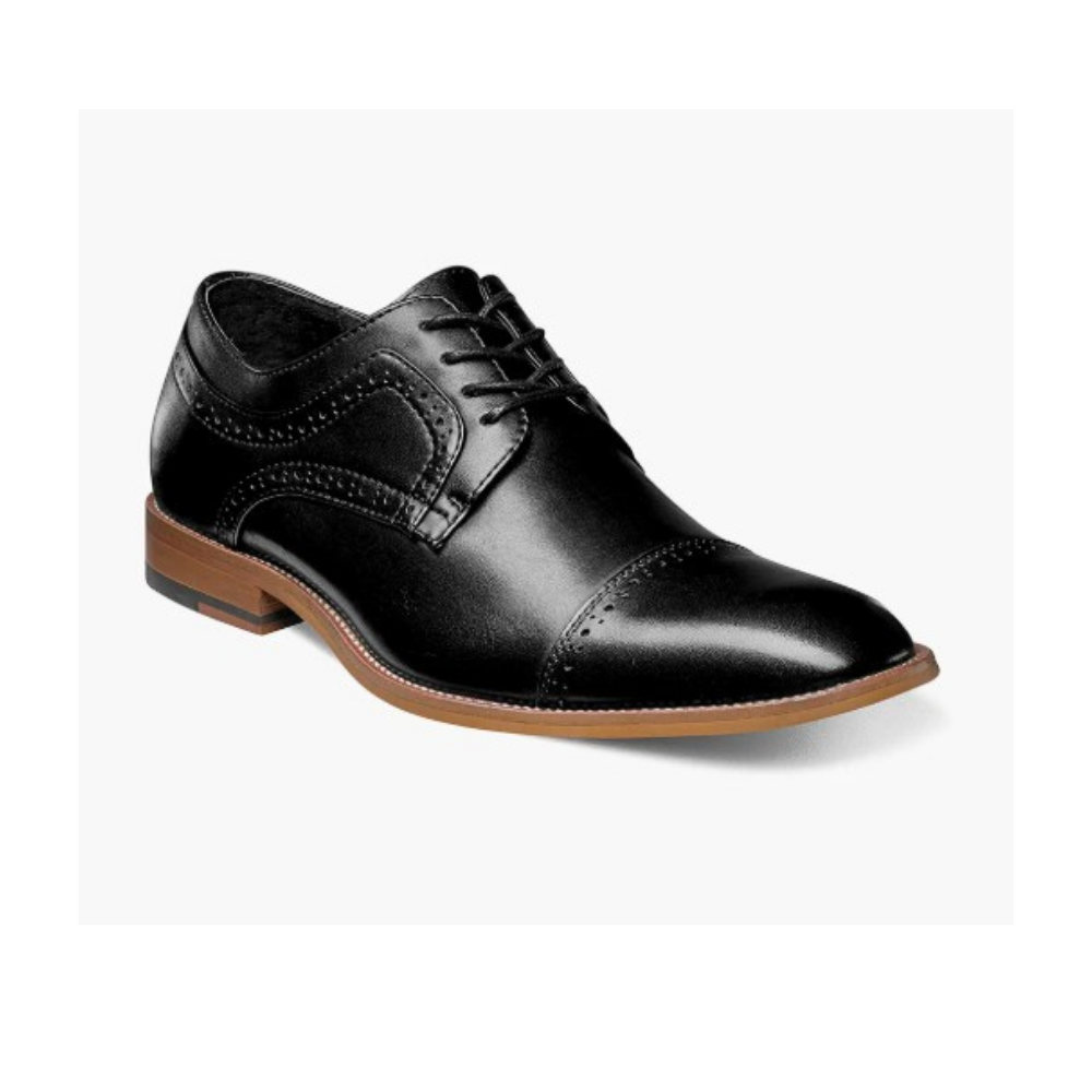 Stacy Adams Men’s Dickinson Cap Toe Oxford - Black / Noir Leather | Wide