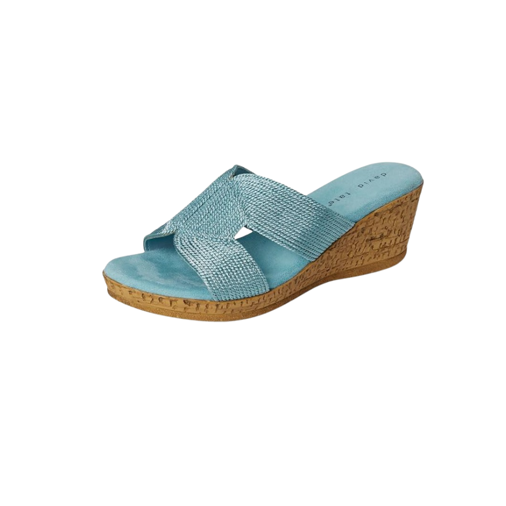 David Tate Women's Vibe Wedge Slide Sandal - Sky Rayon Fabric