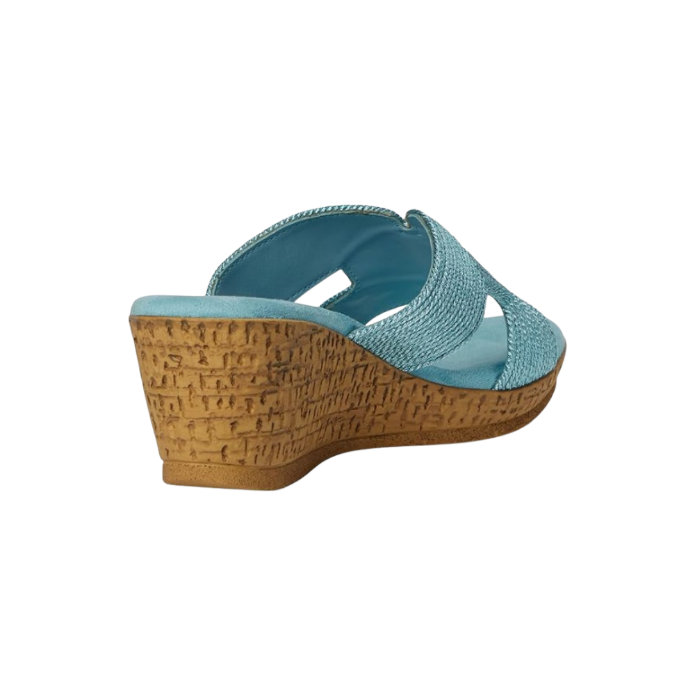 David Tate Women's Vibe Wedge Slide Sandal - Sky Rayon Fabric