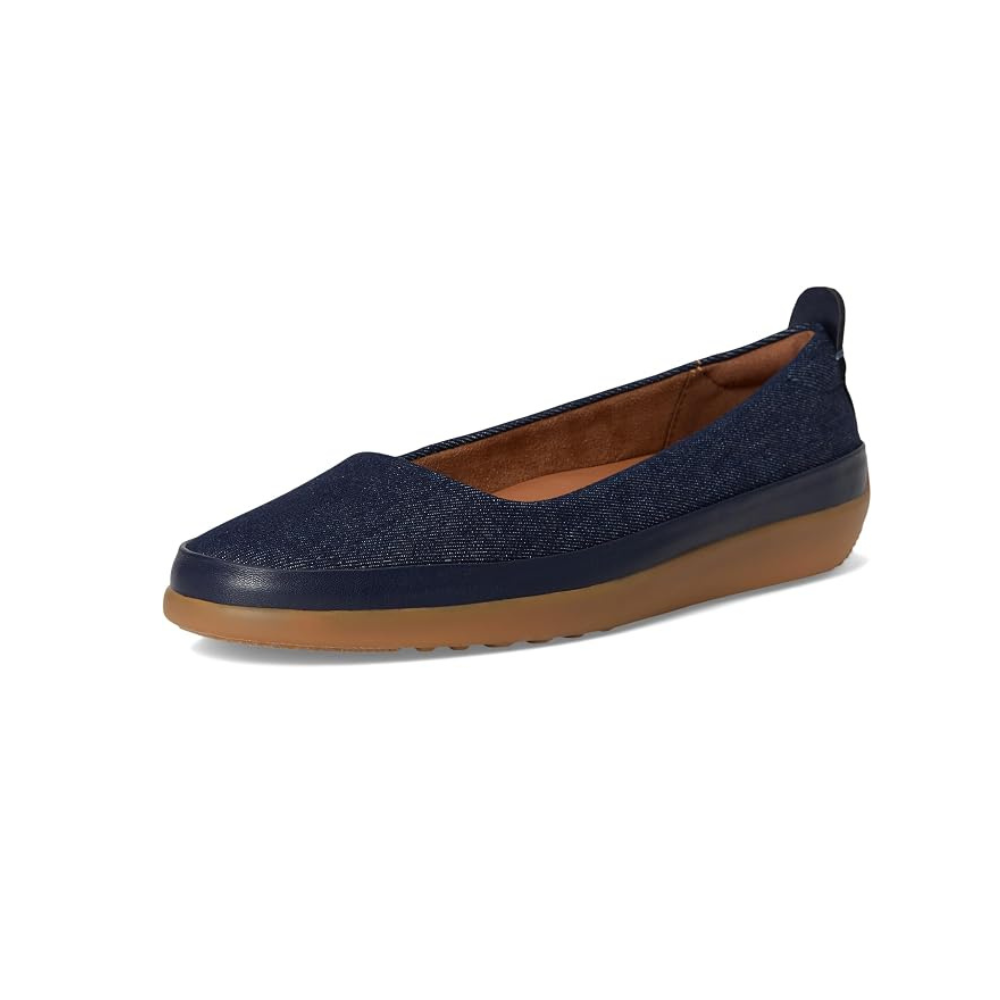 SoftWalk Disa Women's Asymmetric Leather Slip-On Flat - Denim Blue