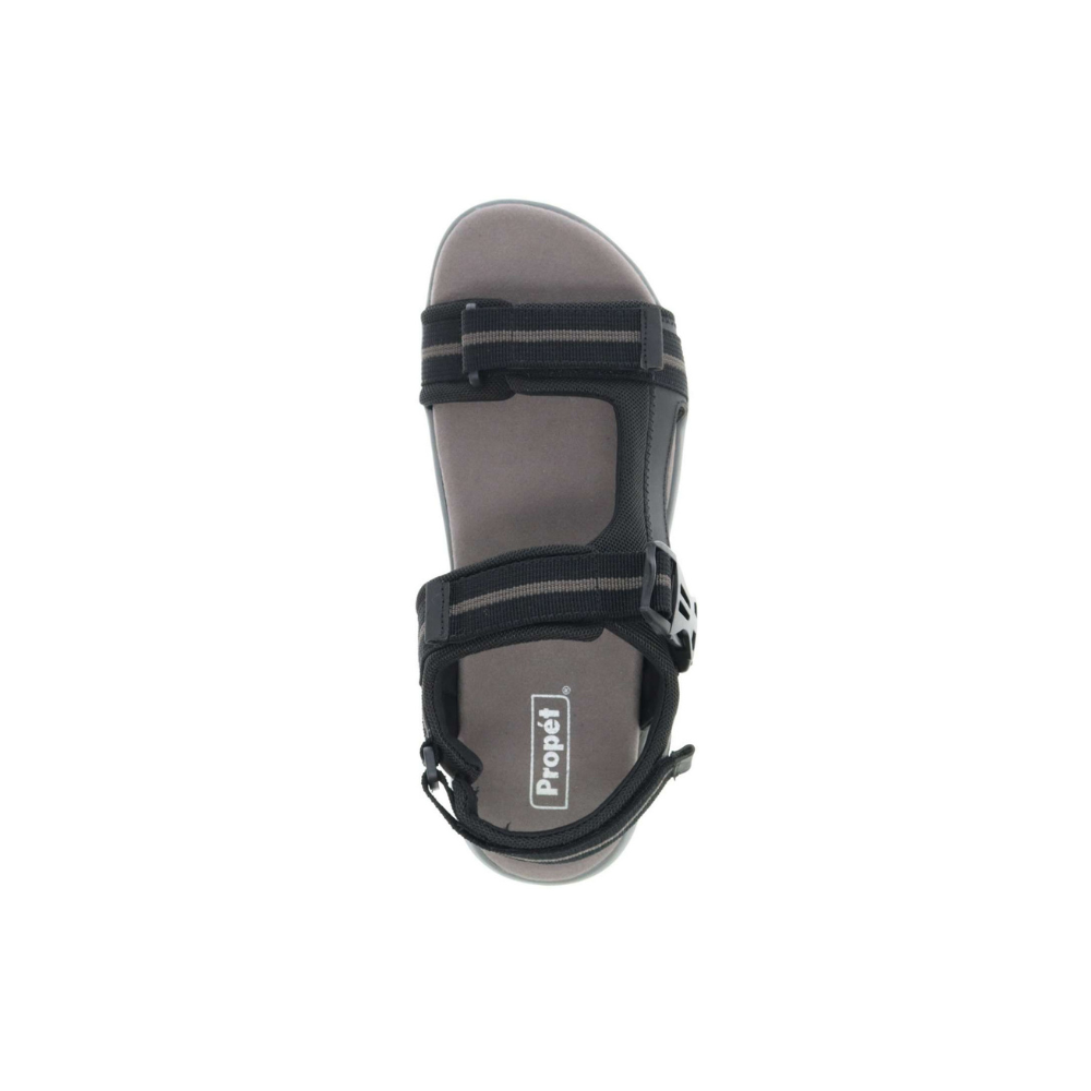 Propét Eli Men's Adjustable Walking Sandals - Black/Grey