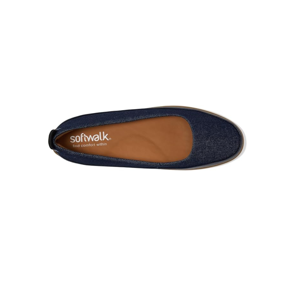 SoftWalk Disa Women's Asymmetric Leather Slip-On Flat - Denim Blue