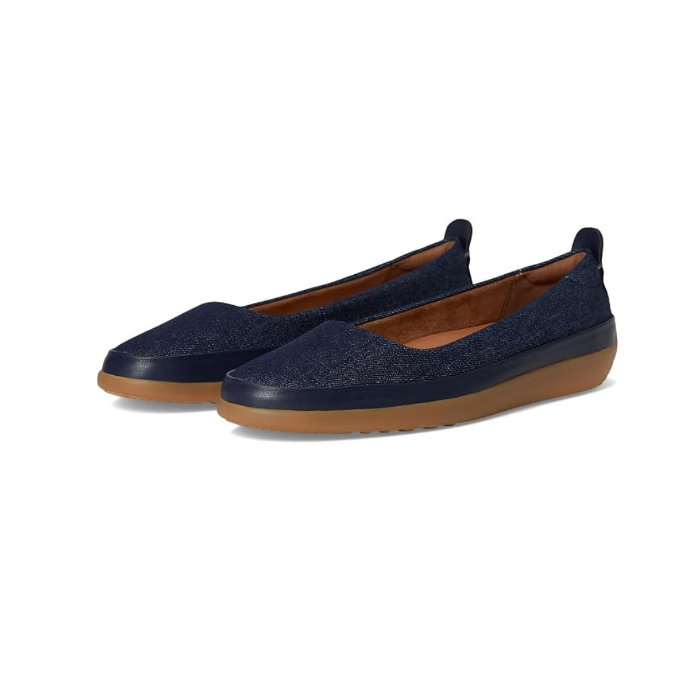 SoftWalk Disa Women's Asymmetric Leather Slip-On Flat - Denim Blue