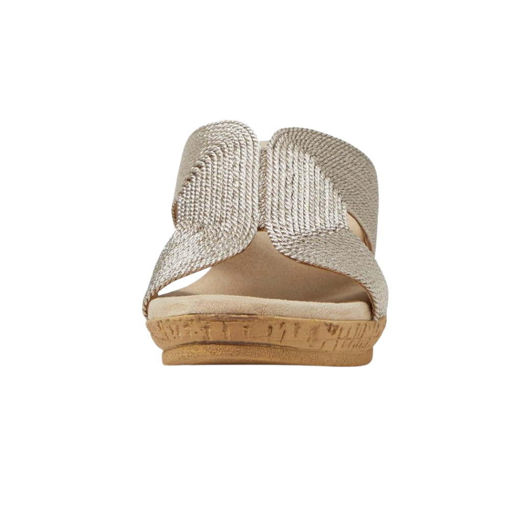 David Tate Women's Vibe Wedge Slide Sandal - Wheat Rayon Fabric