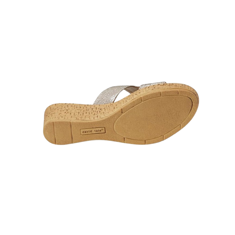 David Tate Women's Vibe Wedge Slide Sandal - Wheat Rayon Fabric