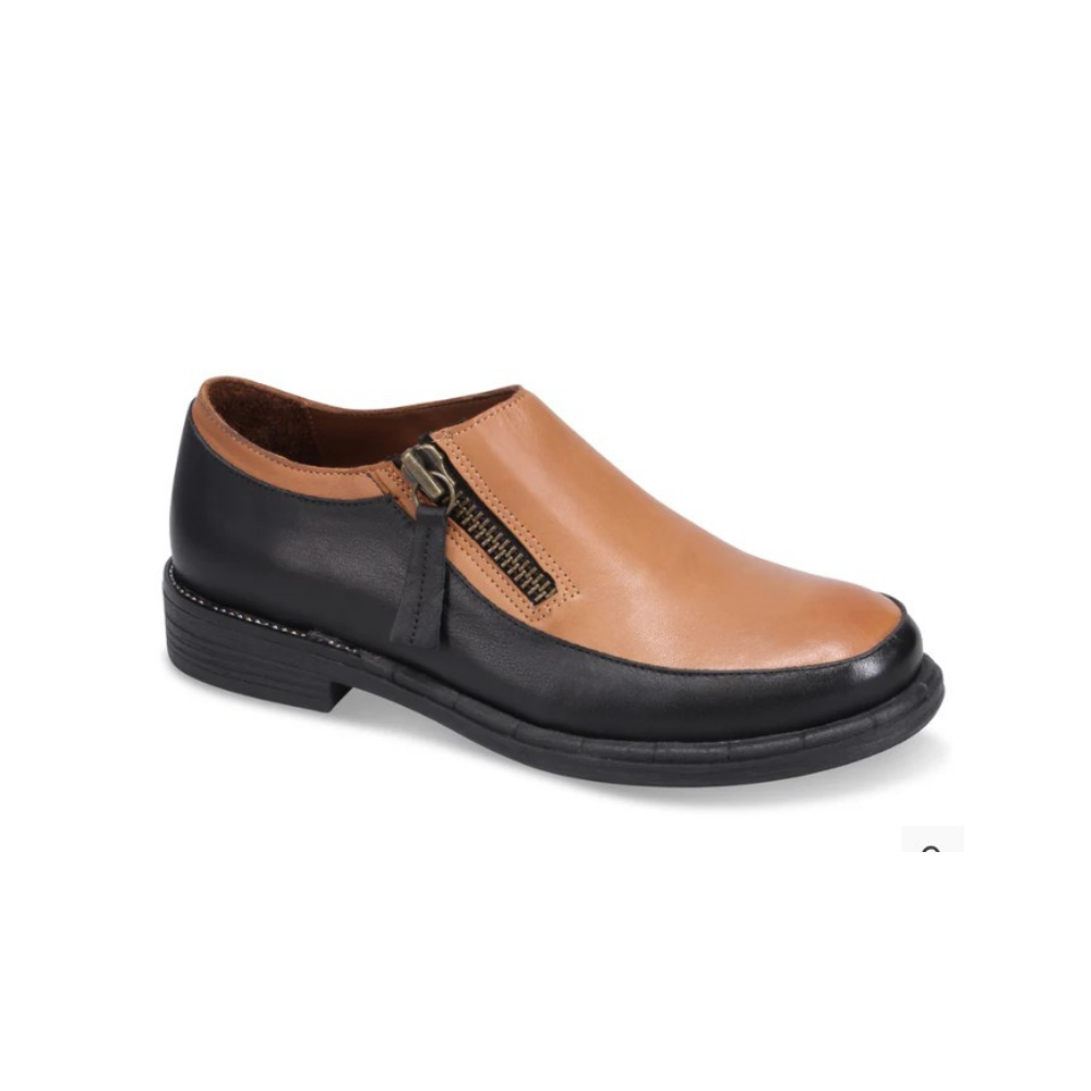 BUENO Milani Women's Leather Loafer - Black / Dark Tan