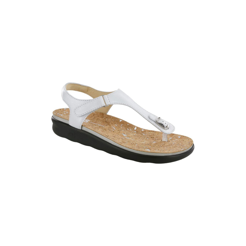 SAS Women's Marina - Leather Comfort Sandal - Pearl White