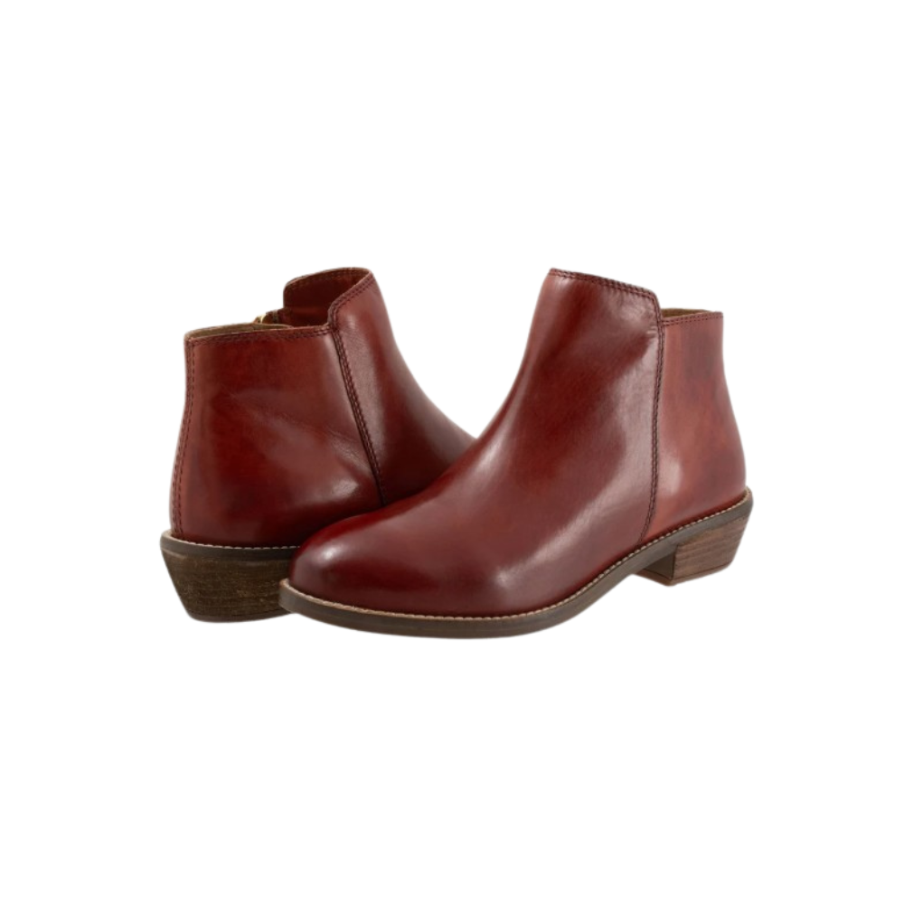 SoftWalk Rocklin 2.0 Women's Side-Zip Leather Ankle Bootie - Red