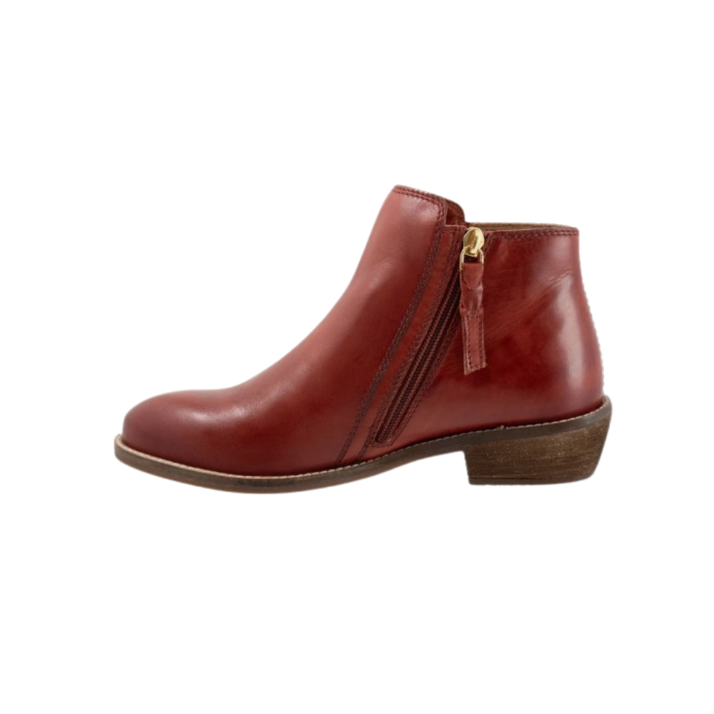 SoftWalk Rocklin 2.0 Women's Side-Zip Leather Ankle Bootie - Red