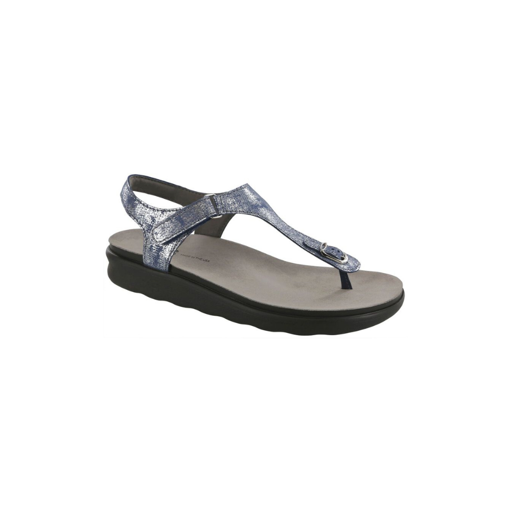 SAS Women's Marina - Leather Comfort Sandal - Silver Blue