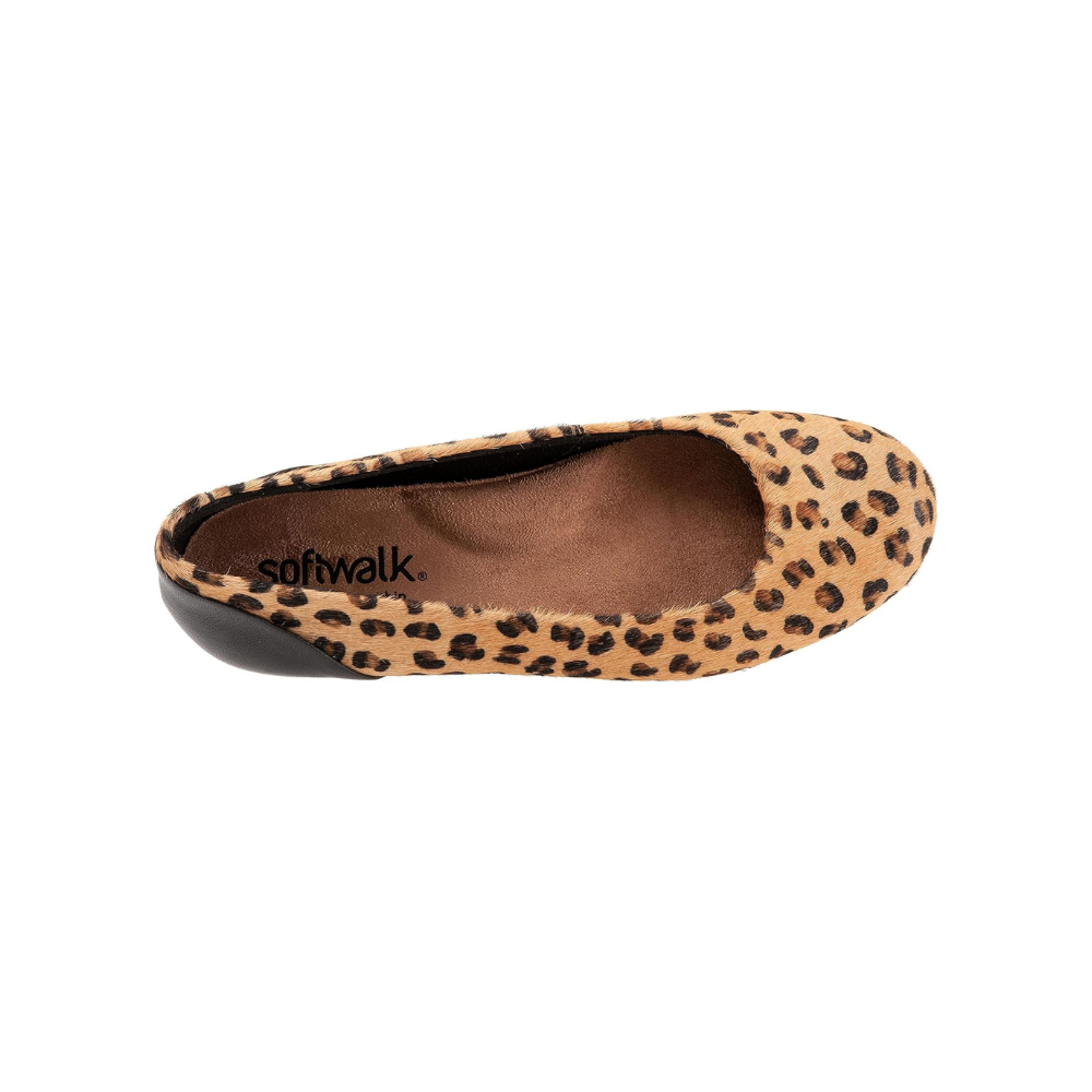 SoftWalk Sonoma Women's Animal Print Leather Ballet Flat - Tan Cheetah