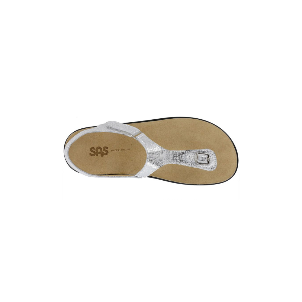 SAS Women's Marina - Leather Comfort Sandal - Shiny Silver