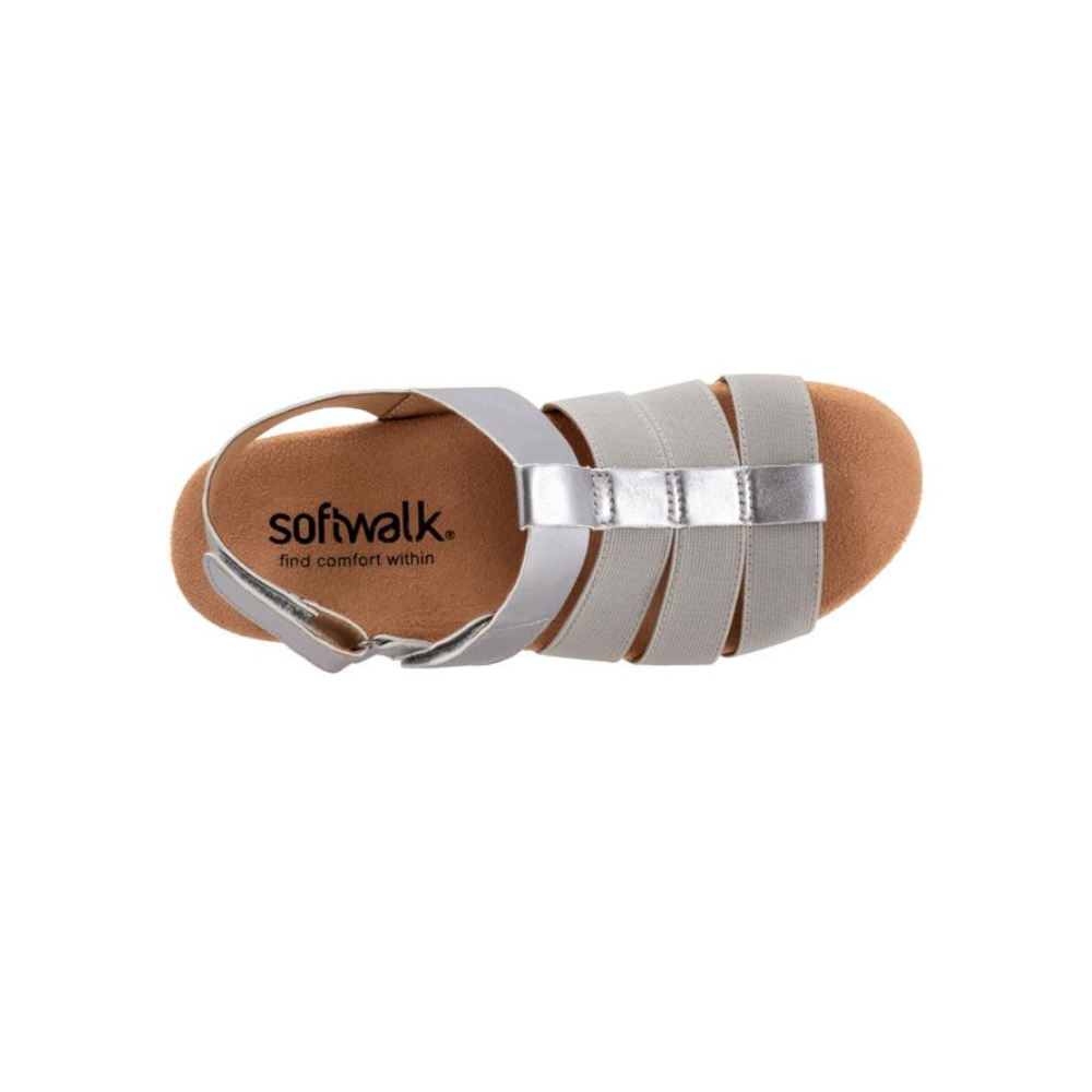 SoftWalk Burnaby Women's Stretch Leather Fisherman Sandal - Pewter