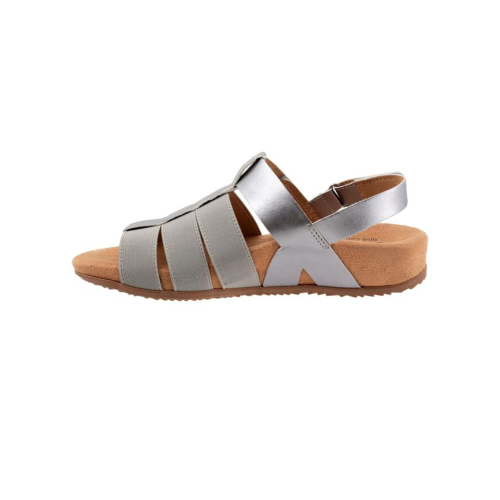SoftWalk Burnaby Women's Stretch Leather Fisherman Sandal - Pewter