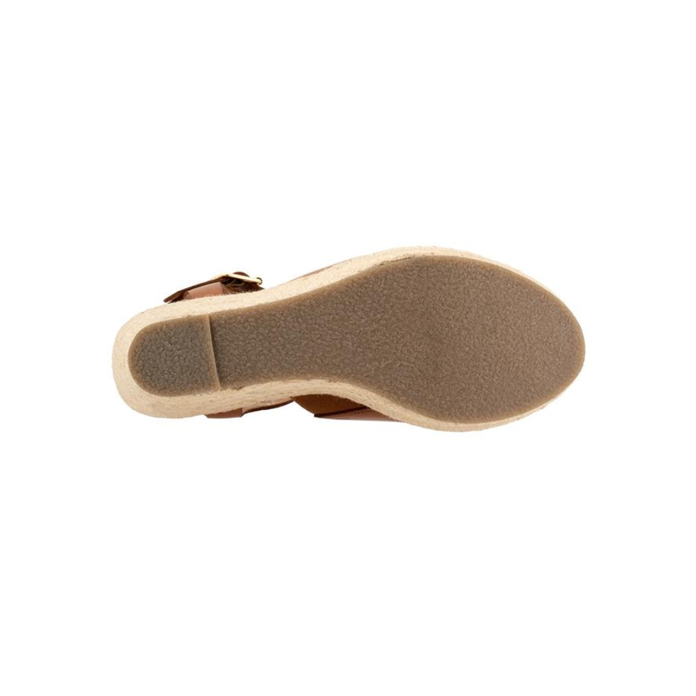 SoftWalk Hilo Women's Leather Espadrille Wedge Sandal - Luggage