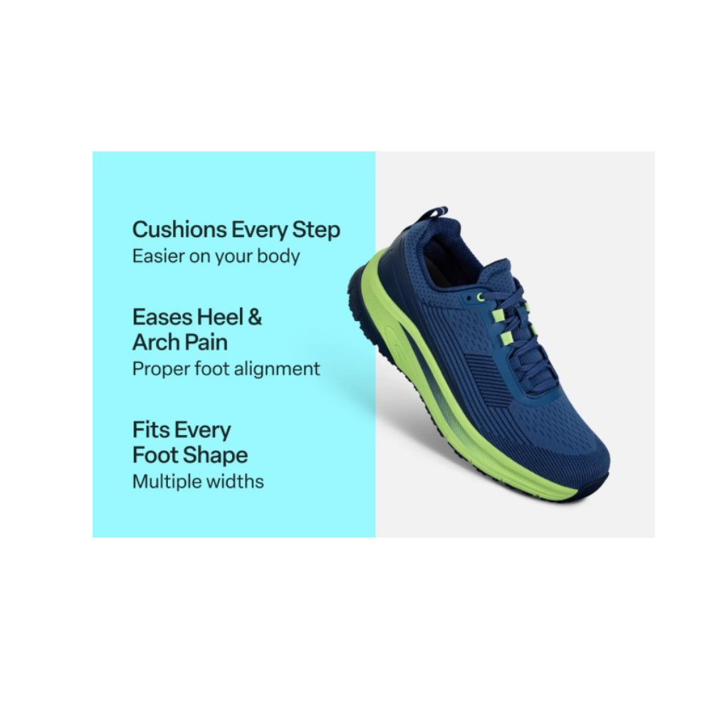 Orthofeet Race Men's Comfort Athletic Shoes - Navy/Green