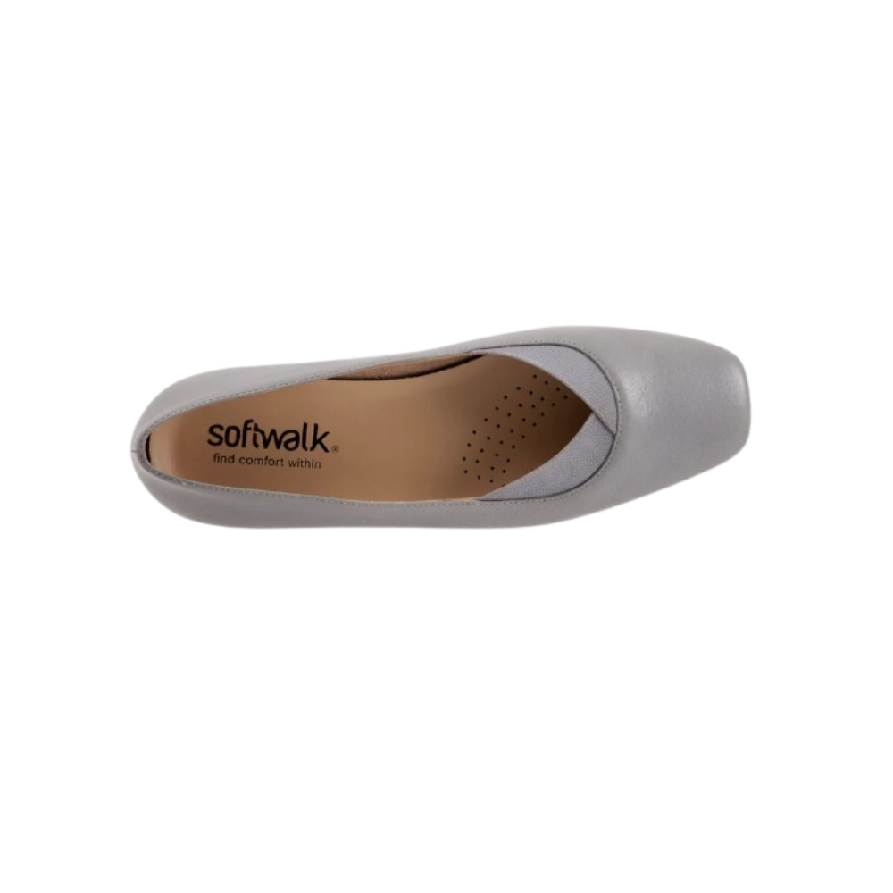 SoftWalk Vianna Women's Square-Toe Leather Loafer Flat - Misty Blue