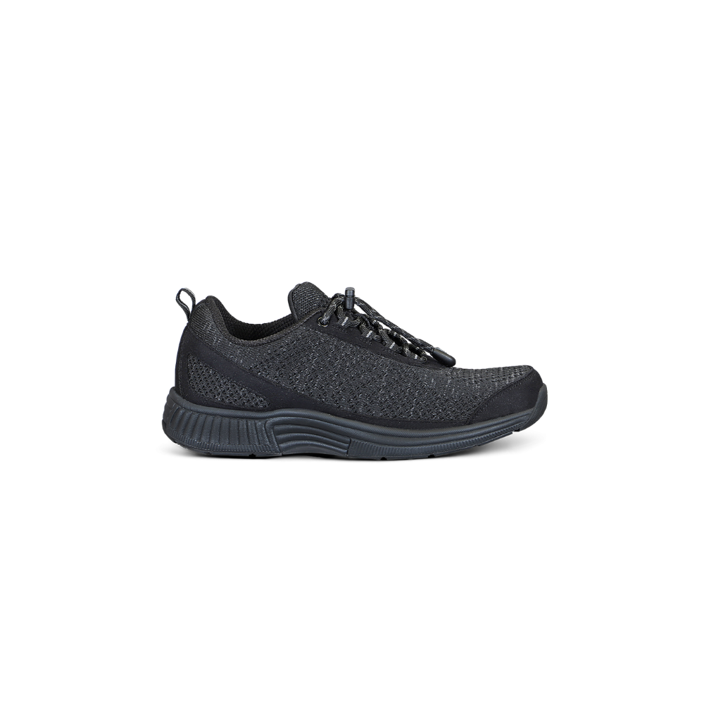 OrthoFeet Women's Coral No-Tie Sneaker - Black