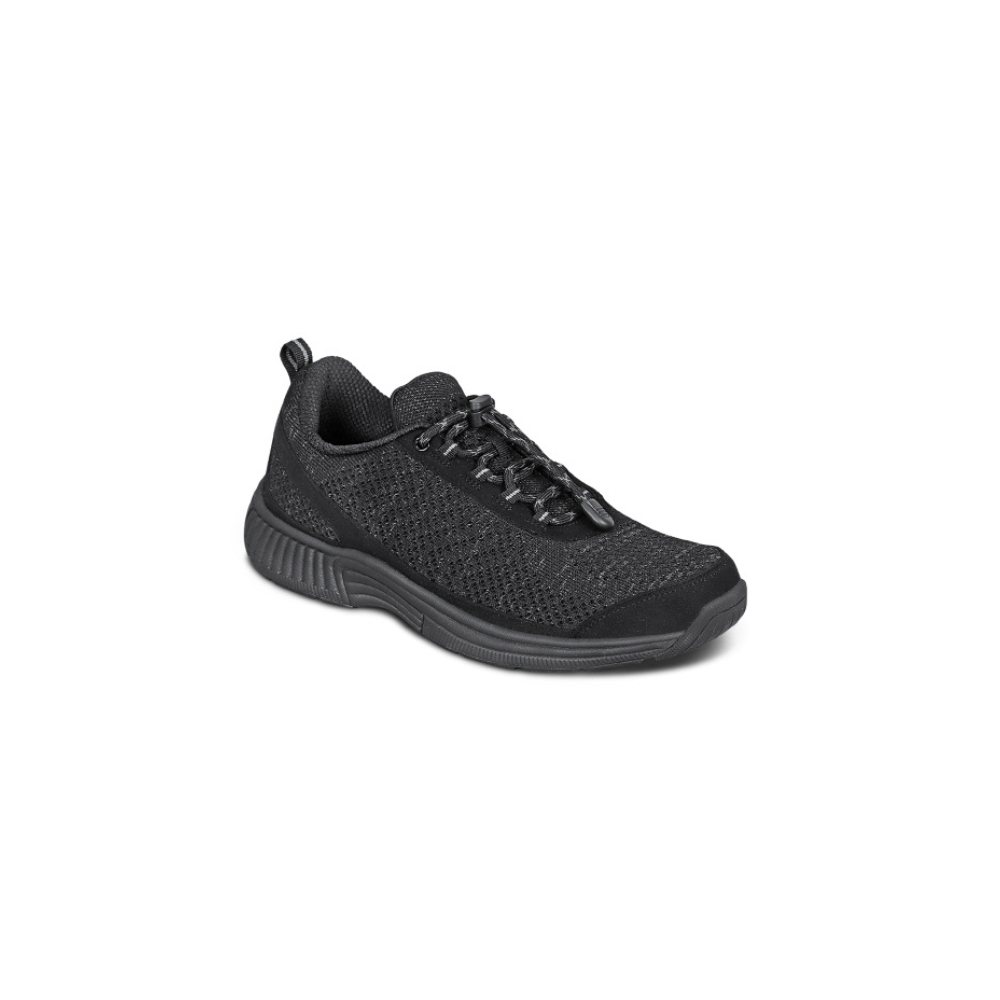 OrthoFeet Women's Coral No-Tie Sneaker - Black