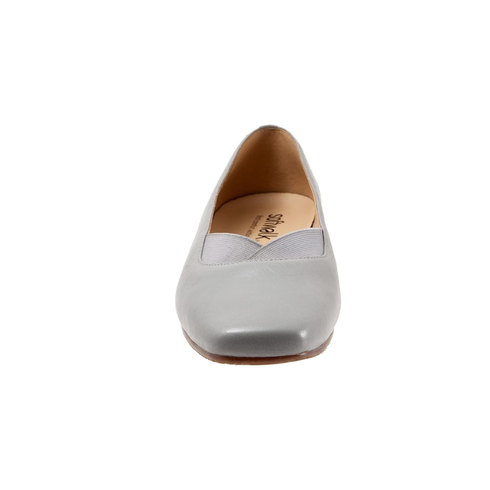 SoftWalk Vianna Women's Square-Toe Leather Loafer Flat - Misty Blue