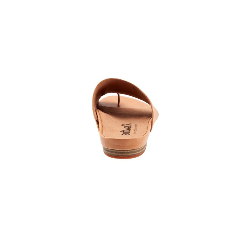 SoftWalk Corsica Women's Ruched Leather Toe-Loop Slide Sandal - Beige
