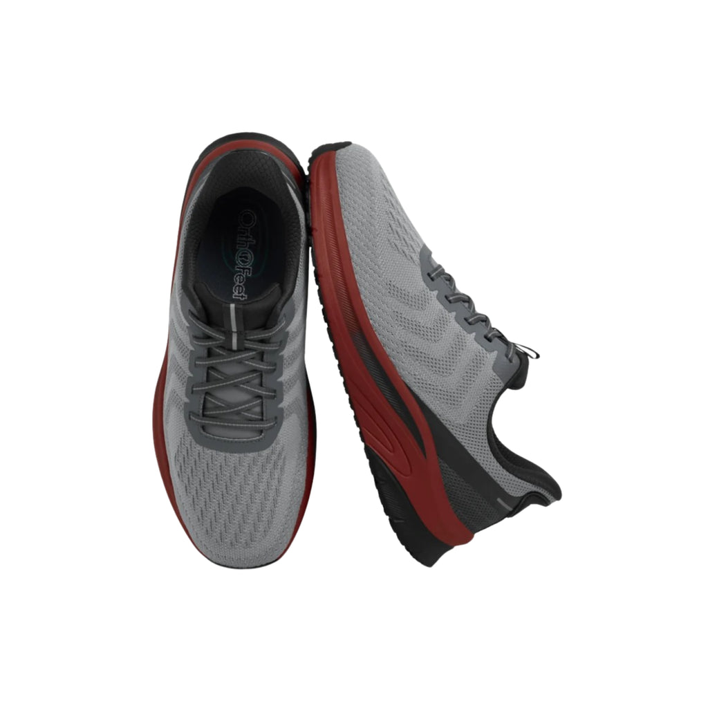 Orthofeet Men’s Tilos Hands-Free Slip-On Sneakers – Gray/Red