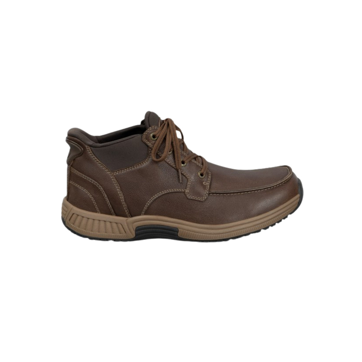 Orthofeet Men's Verno Hands-Free Slip-Resistant Leather Boot – Brown