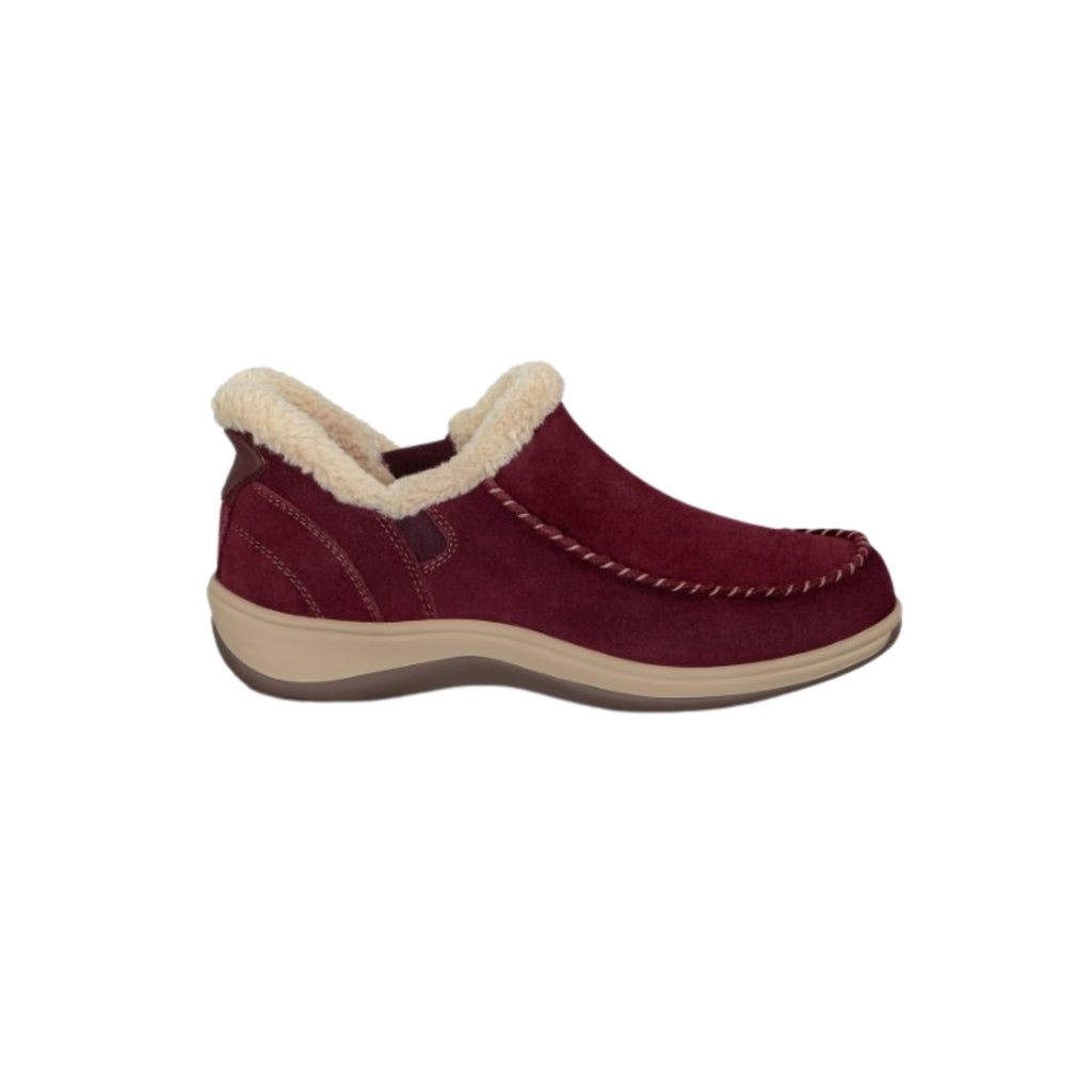 Orthofeet Women's Lorin Hands-Free Suede Orthopedic Slippers-Bordeaux