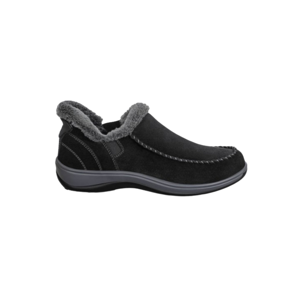 Orthofeet Women's Lorin Hands-Free Suede Orthopedic Slippers-Black