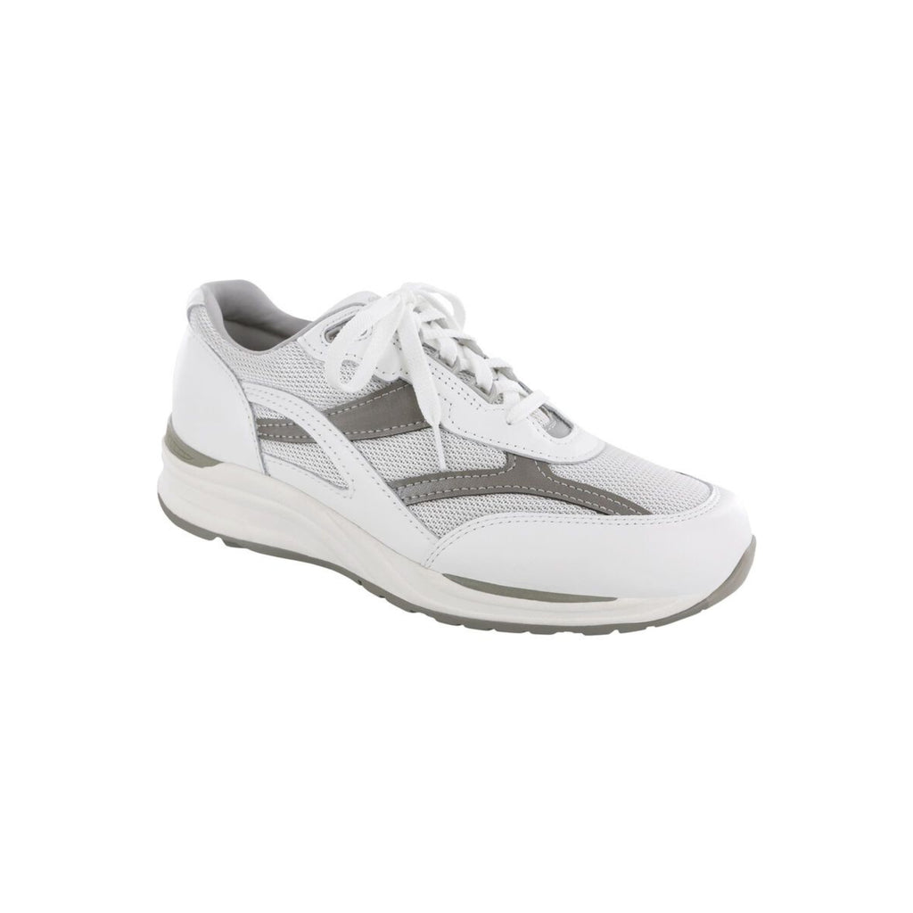 SAS Men's Journey Mesh Lightweight Sport Walking Shoe – White / Gray