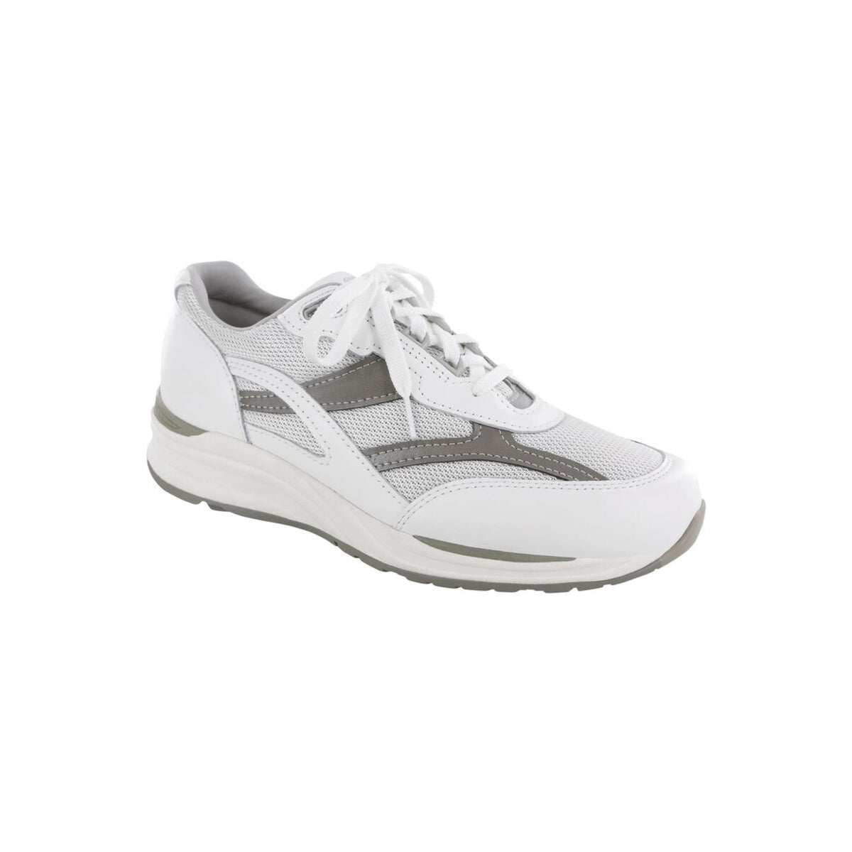 SAS Men's Journey Mesh Lightweight Sport Walking Shoe – White / Gray