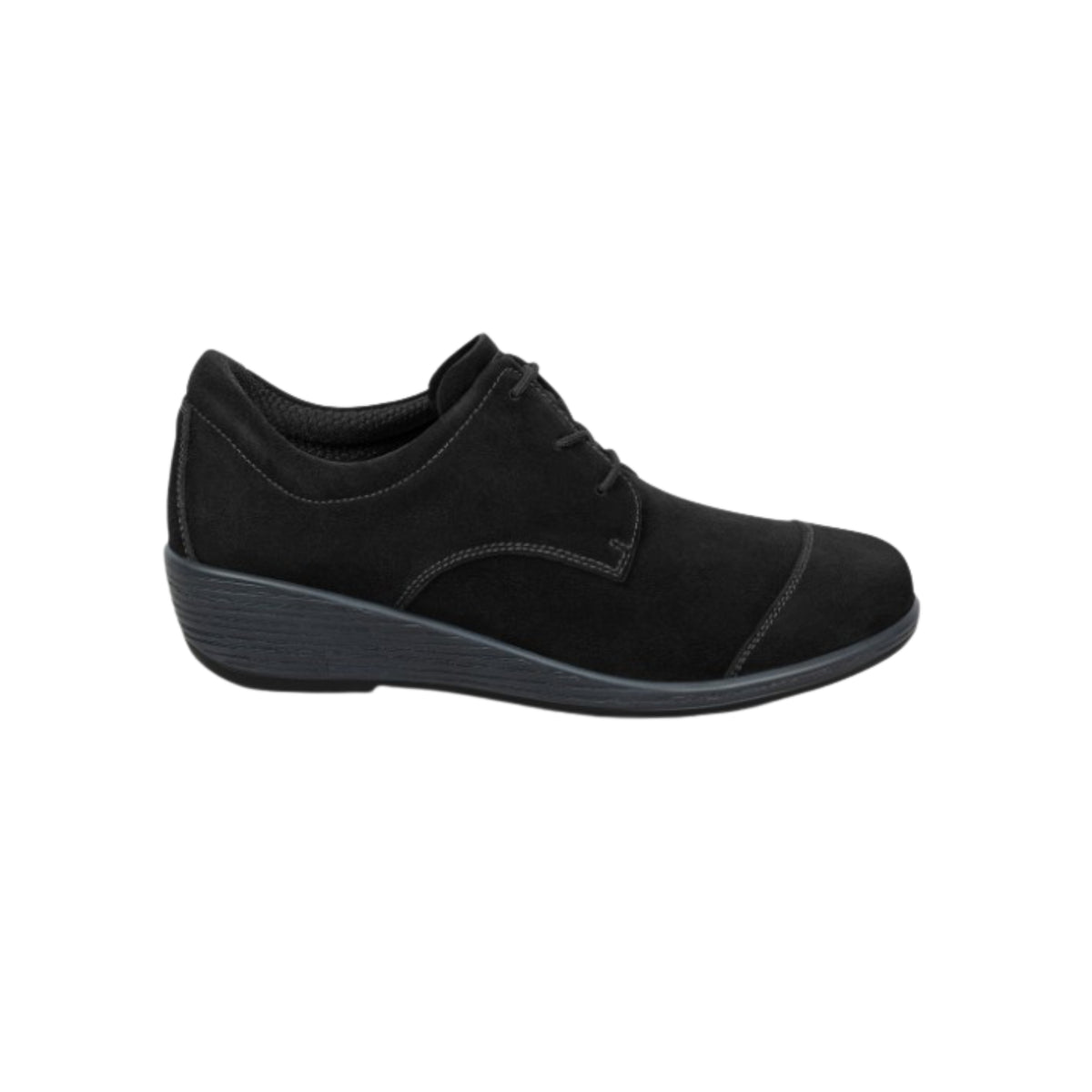 Orthofeet Women's Eleanor - Wedge Casual Oxford Shoe - Black