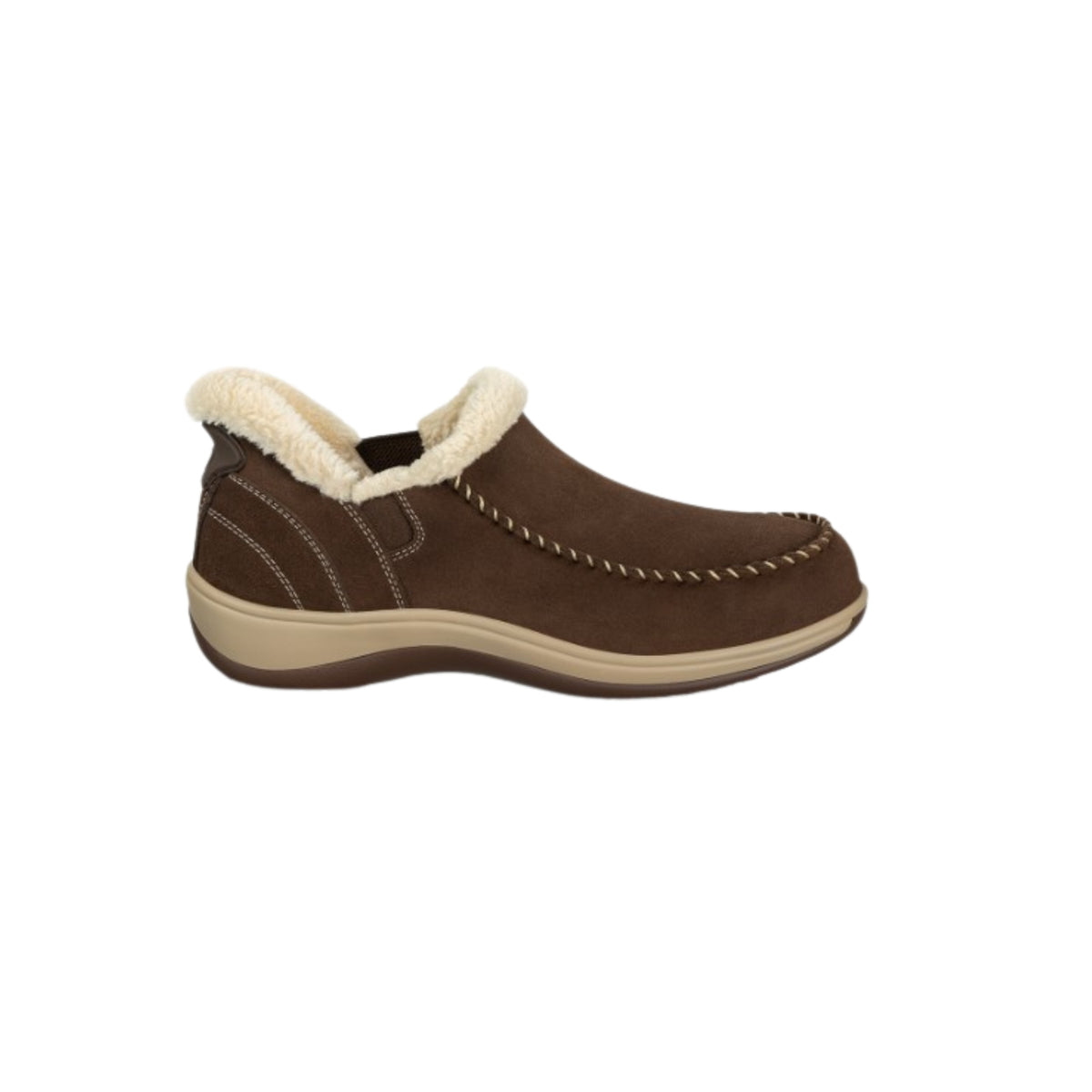 Orthofeet Women's Lorin Hands-Free Suede Orthopedic Slipper - Shoe - Brown