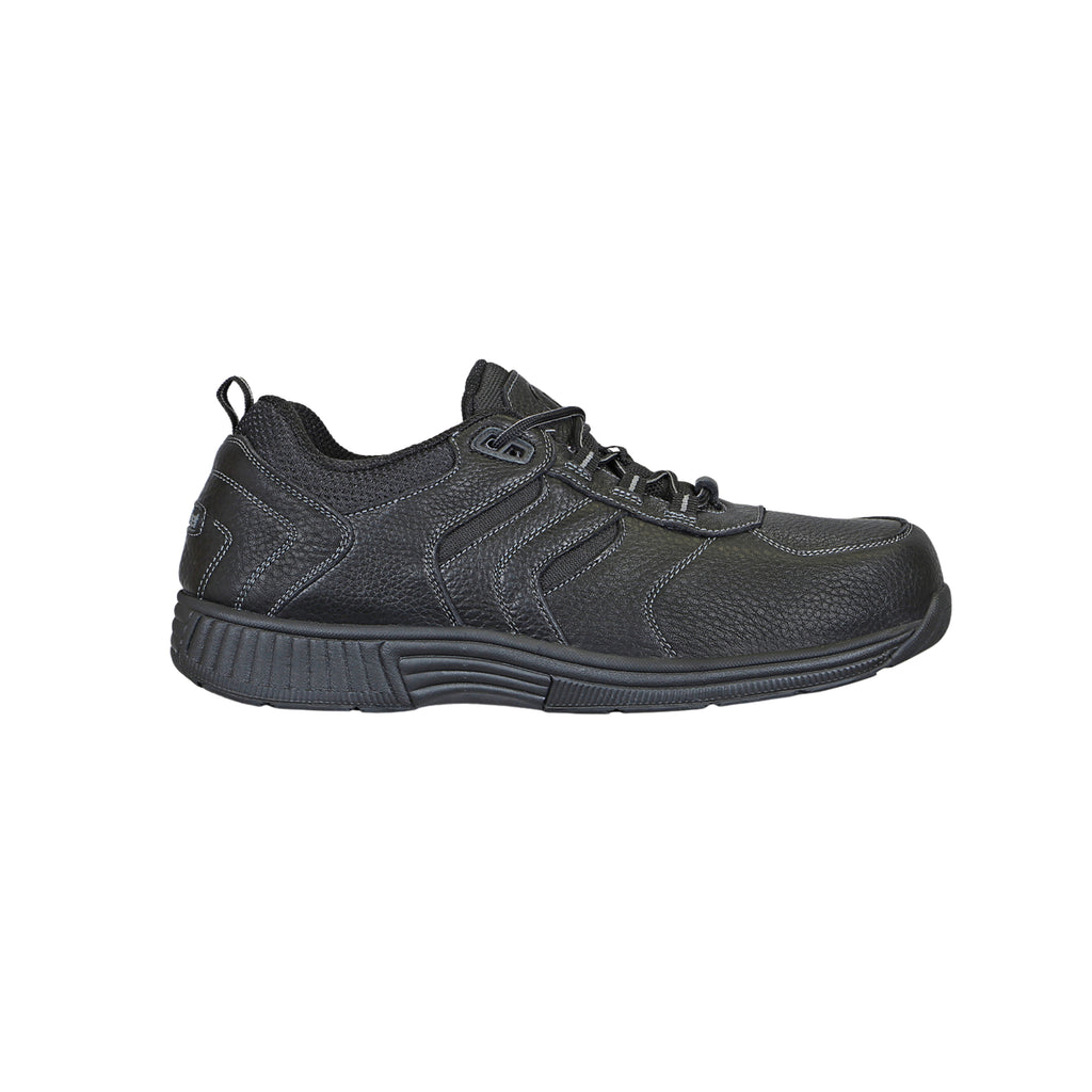 Orthofeet Men’s Pacific Palisades Waterproof Leather Sneakers – Black