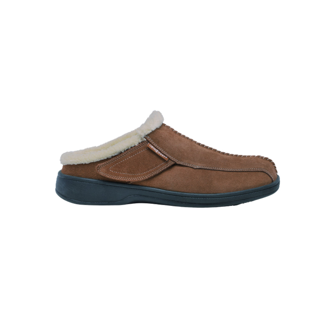 Orthofeet Men’s Asheville Orthopedic Leather Slippers – Brown