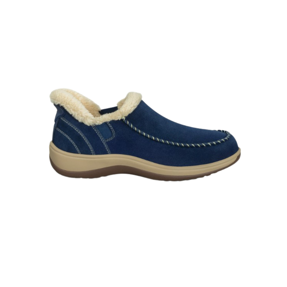 Orthofeet Women's Lorin Hands-Free Suede Orthopedic Slippers-Sapphire