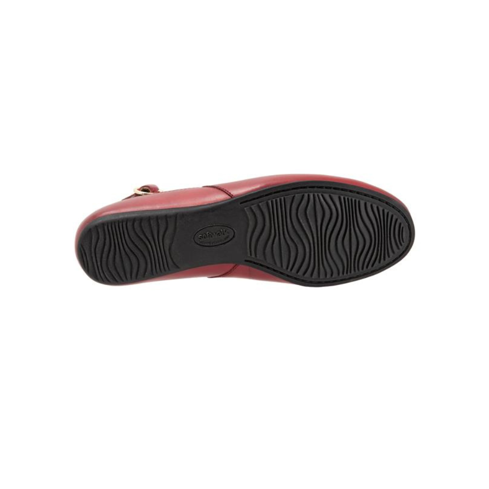 SoftWalk Sandy Women's Leather Slingback Flat - Dark Red