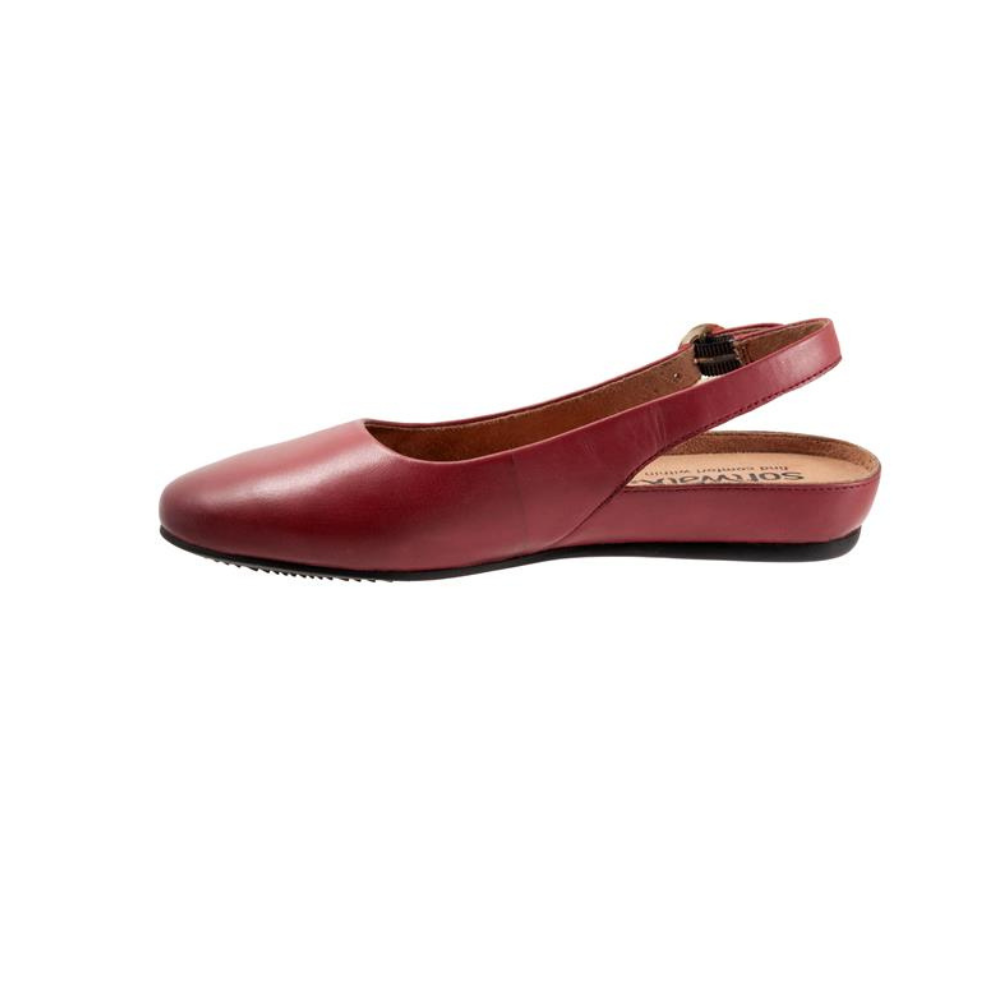 SoftWalk Sandy Women's Leather Slingback Flat - Dark Red