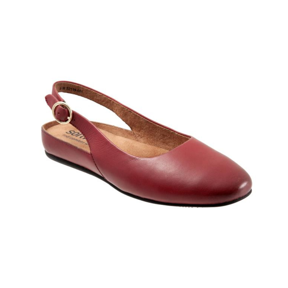 SoftWalk Sandy Women's Leather Slingback Flat - Dark Red
